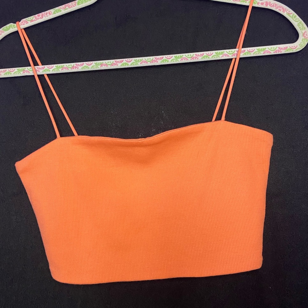 SHEIN Vibrant Orange Ribbed Crop Top